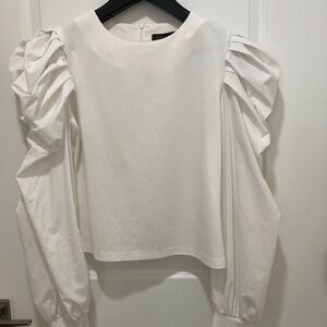 Elegant White Blouse with Ruffled Sleeves